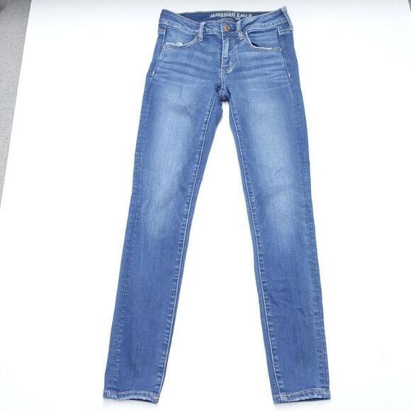 American Eagle Outfitters Jeans Women's 4 Blue Denim Stretch Medium Wash Jegging - Picture 1 of 8
